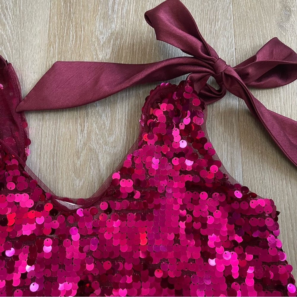 Maeve - Anthropologie Sequin and Satin Bow Tank Top - Picture 6 of 7
